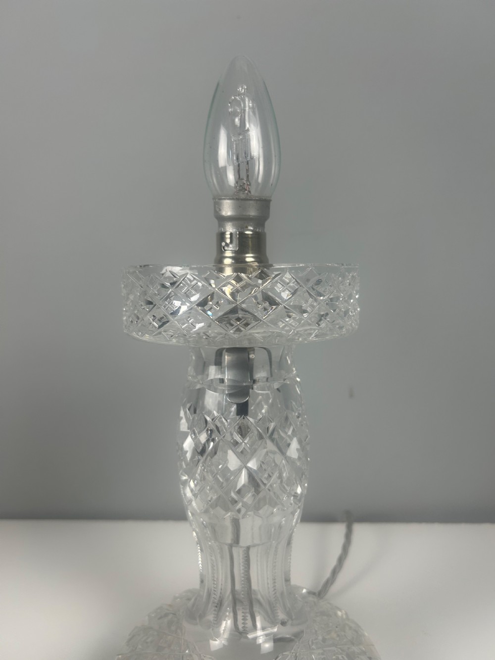 Cut Glass Mushroom Table Lamp, Rewired And Pat Tested View II
