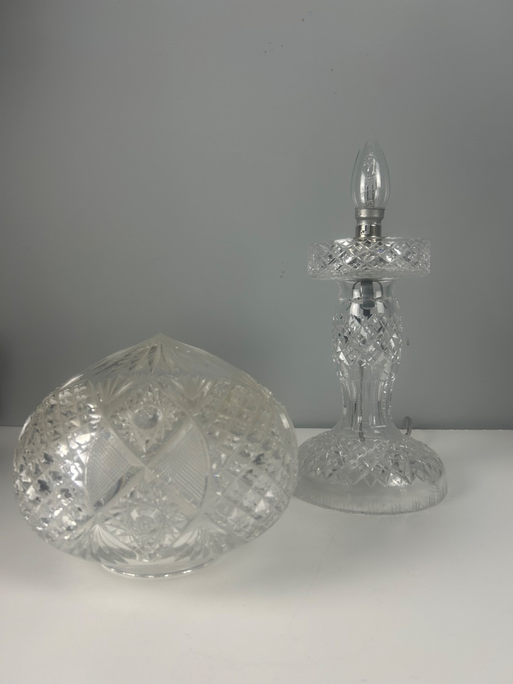 Cut Glass Mushroom Table Lamp, Rewired And Pat Tested View III