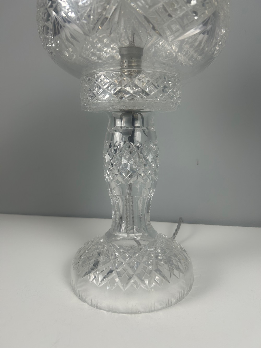 Cut Glass Mushroom Table Lamp, Rewired And Pat Tested View IX