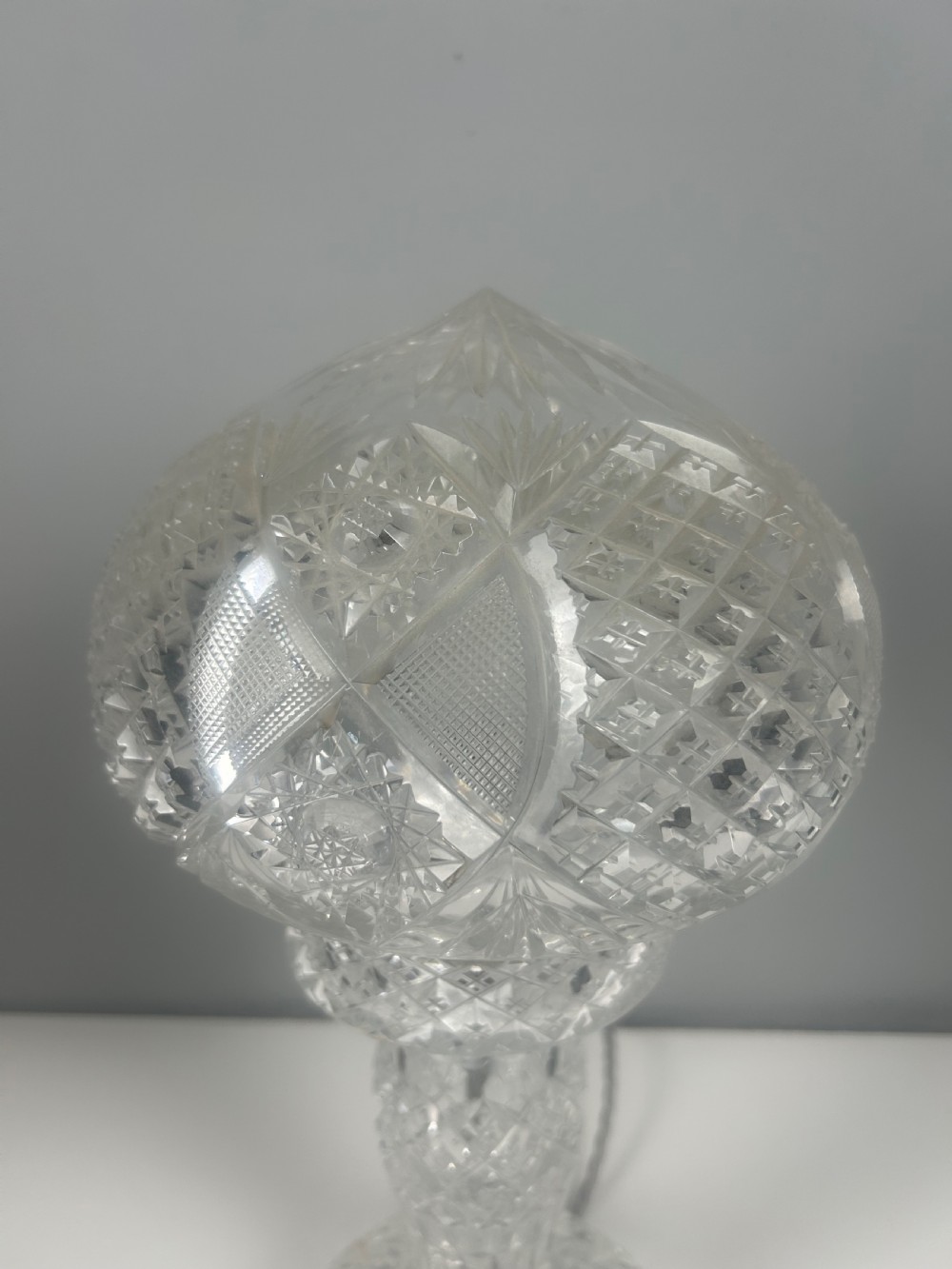Cut Glass Mushroom Table Lamp, Rewired And Pat Tested View XI