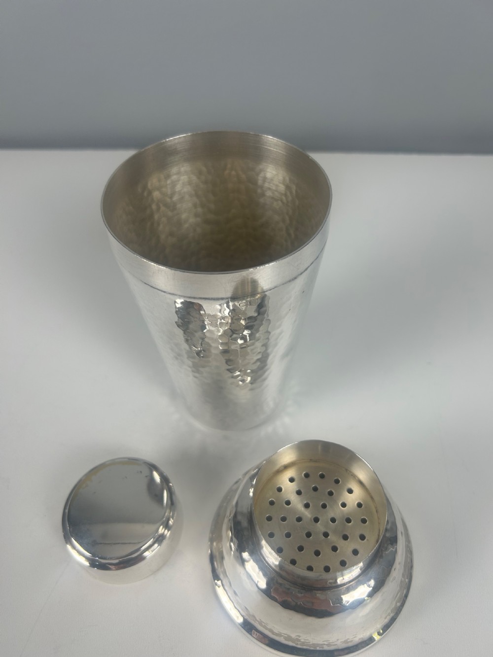 Silver Plated Hammered Art Deco Cocktail Shaker View III