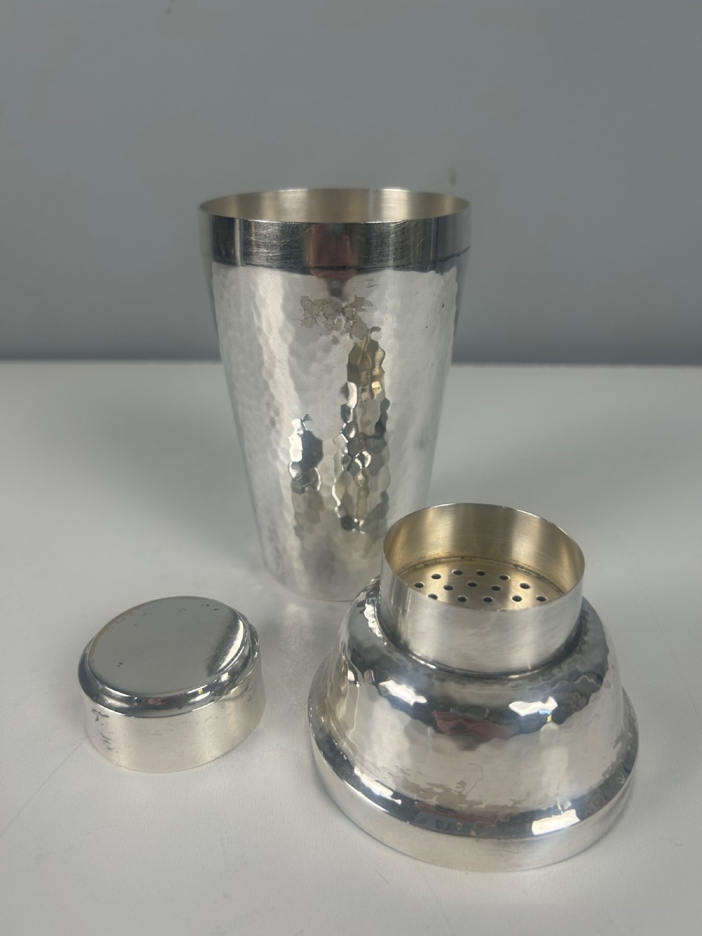 Silver Plated Hammered Art Deco Cocktail Shaker View IV