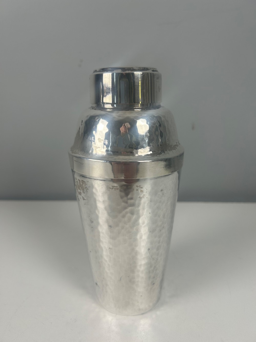 Silver Plated Hammered Art Deco Cocktail Shaker View VI