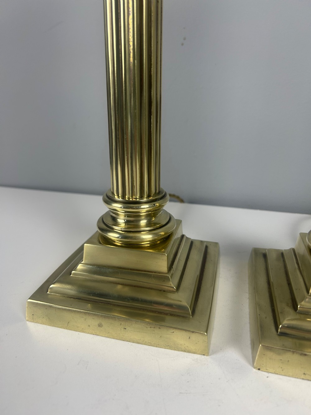 Pair of Hinks & Sons Brass Corinthian Column Table Lamps  View VII