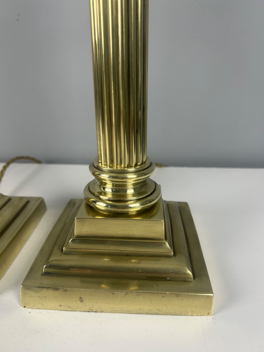 Pair of Hinks & Sons Brass Corinthian Column Table Lamps  View VIII