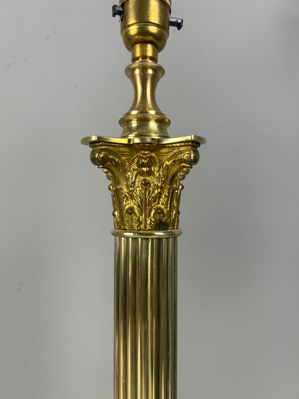 Pair of Hinks & Sons Brass Corinthian Column Table Lamps  View X