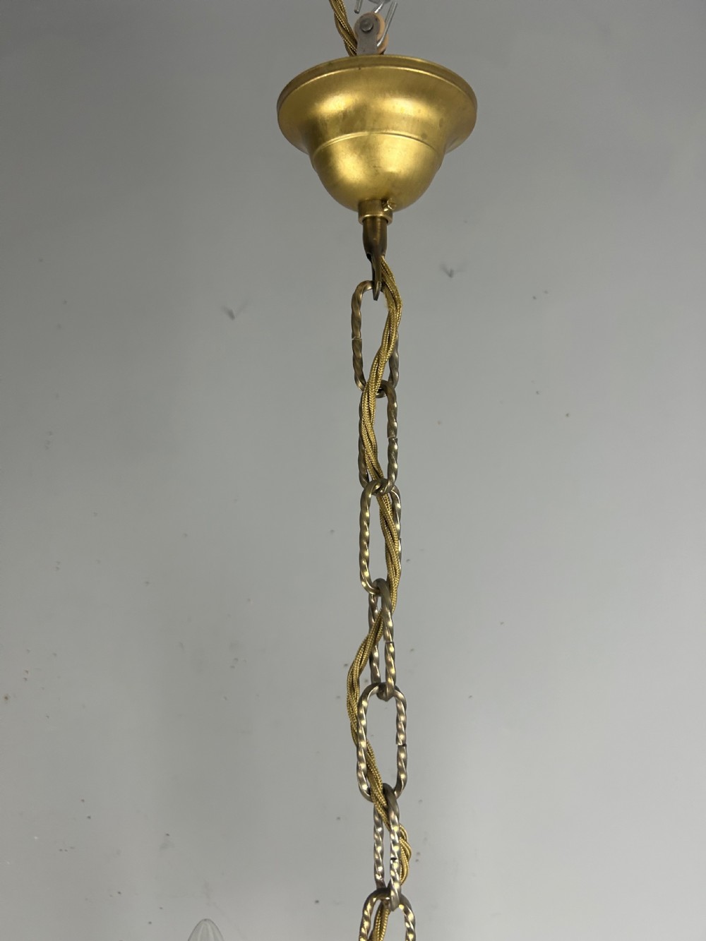 Pair of 3 Light Gilt Brass French Empire Chandeliers, Ceiling Lights, Rewired  View VII