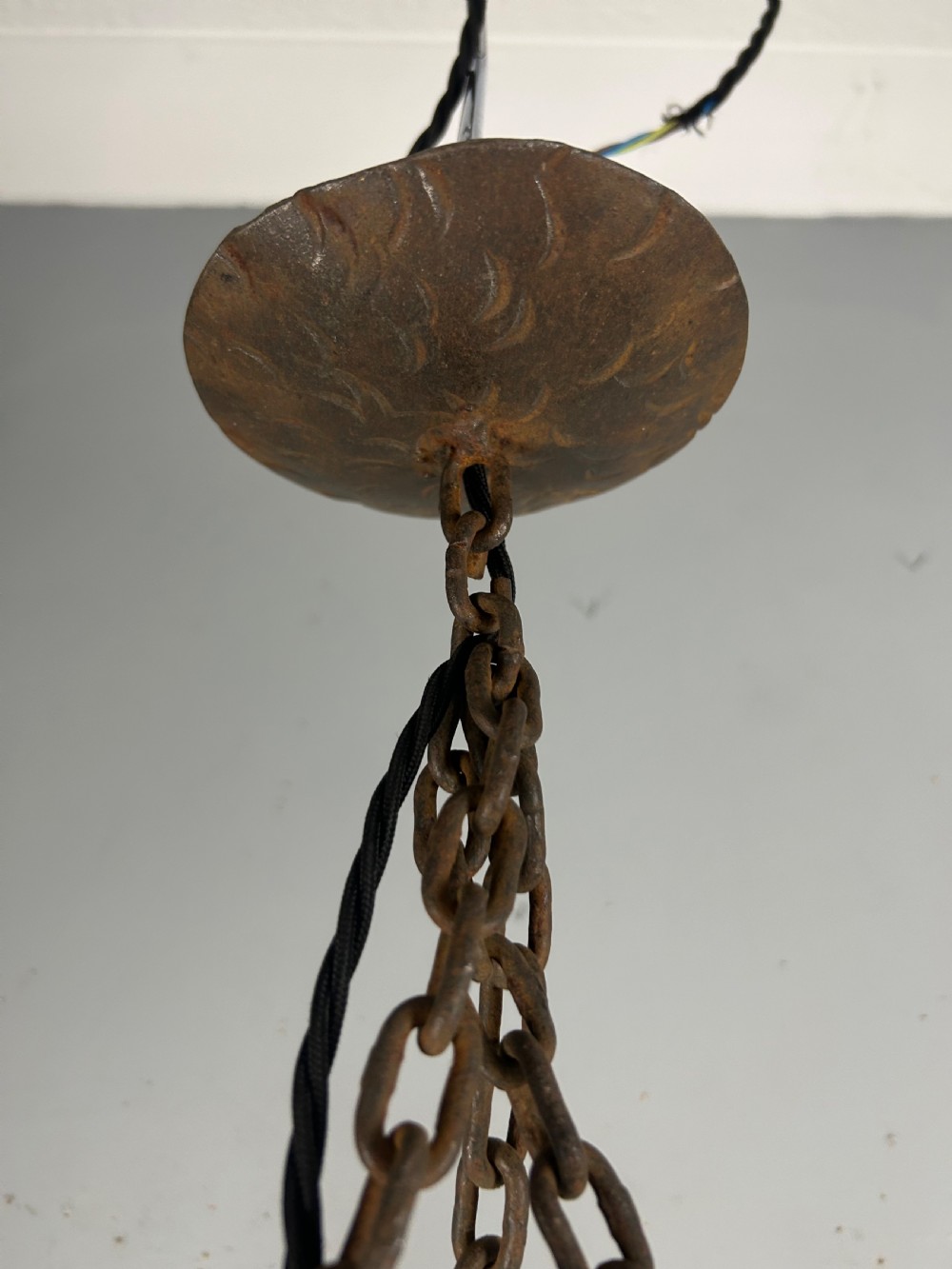 Rustic French Forged Farmhouse 4 Light Chandelier, Ceiling Light, Rewired  View X
