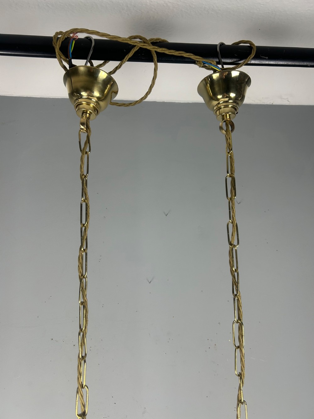 Pair Of French Polished Brass Twin Light Convex Lanterns, Rewired View XV
