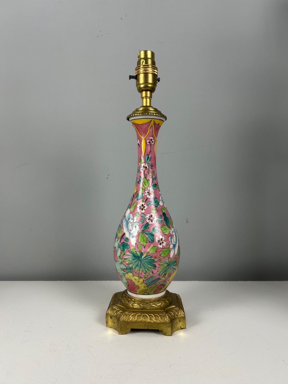 French Porcelain Floral Table Lamp, Rewired 