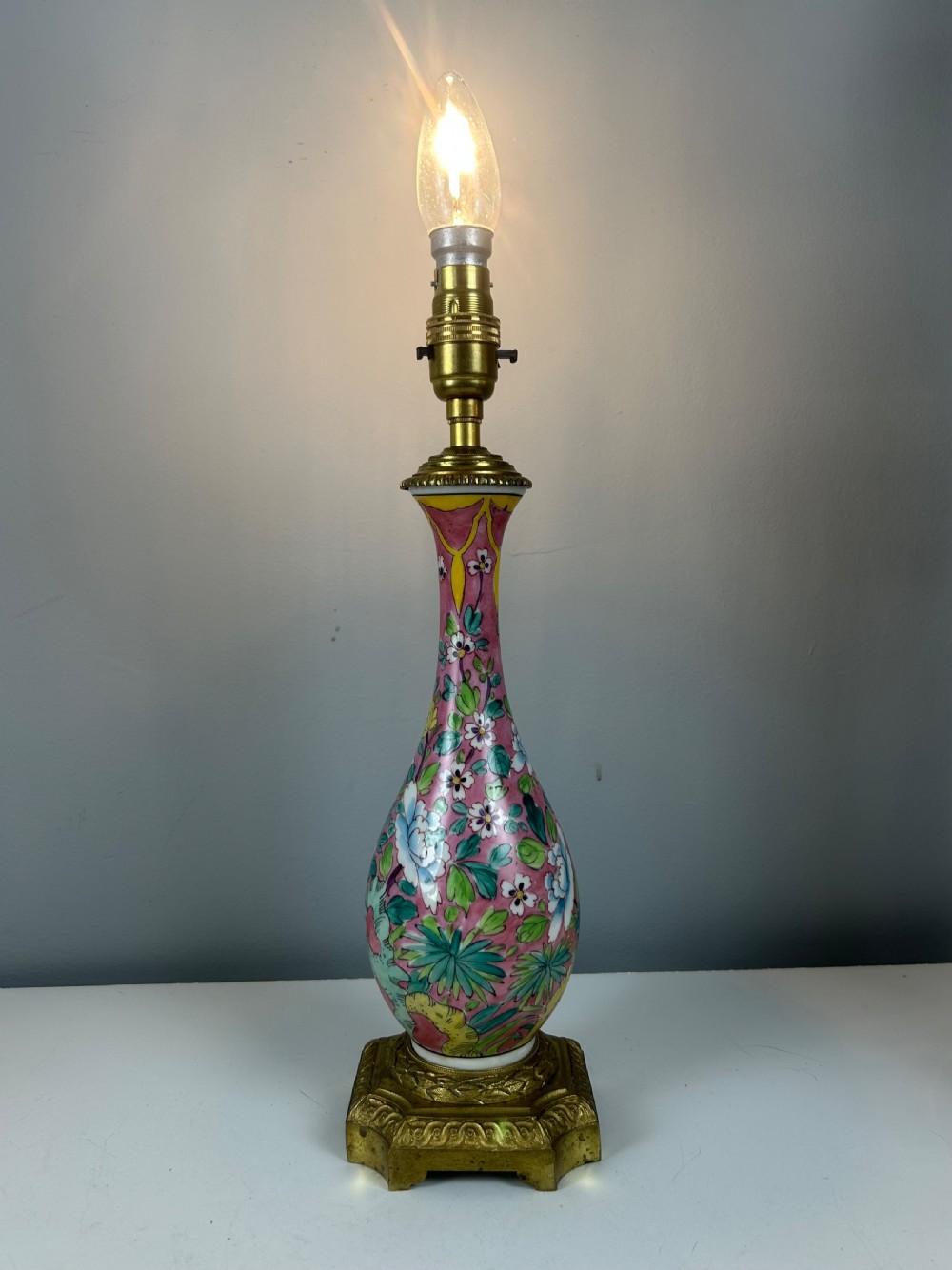French Porcelain Floral Table Lamp, Rewired  View II