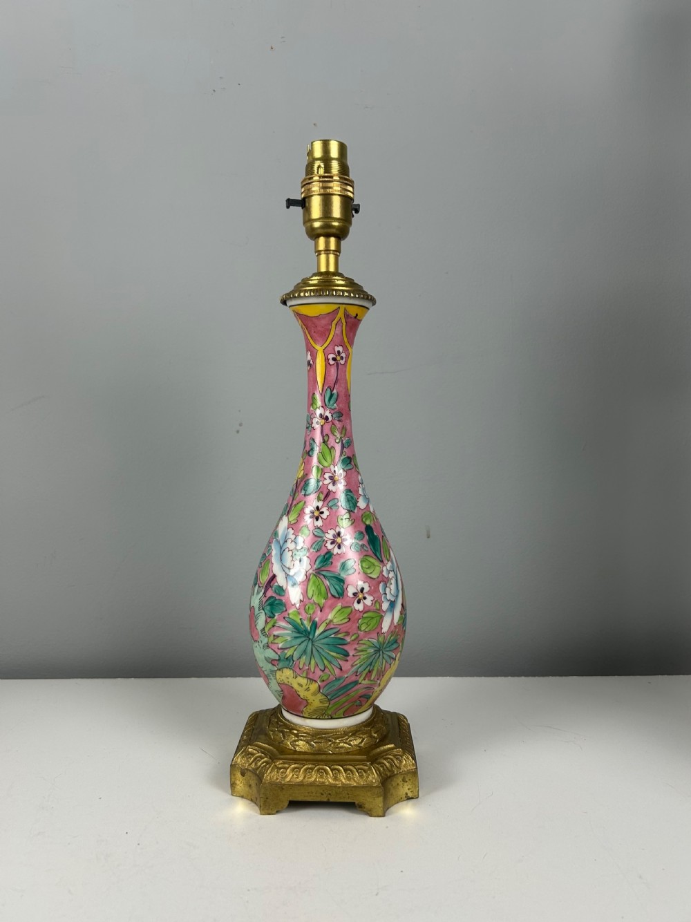 French Porcelain Floral Table Lamp, Rewired  View III
