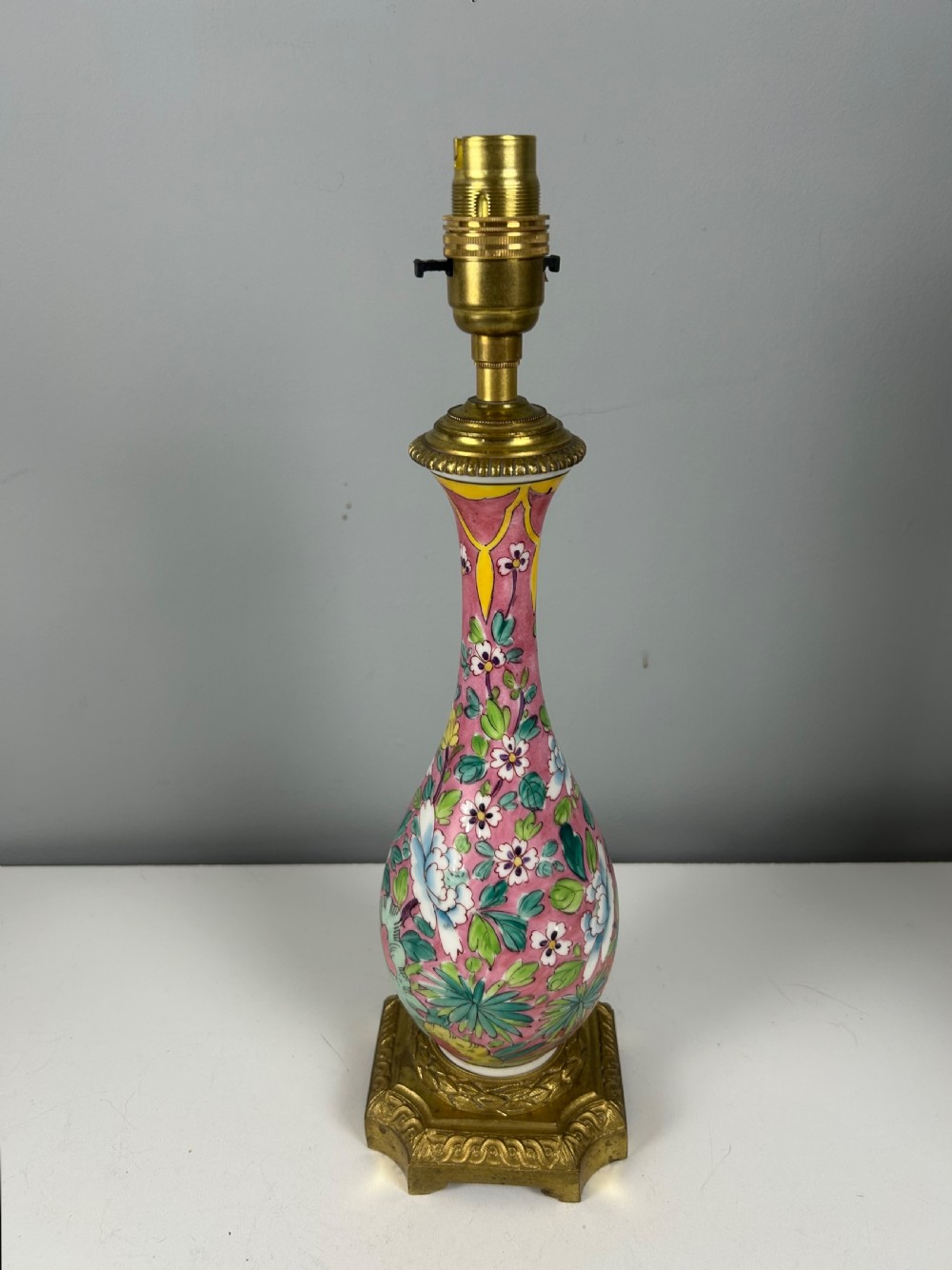 French Porcelain Floral Table Lamp, Rewired  View IV