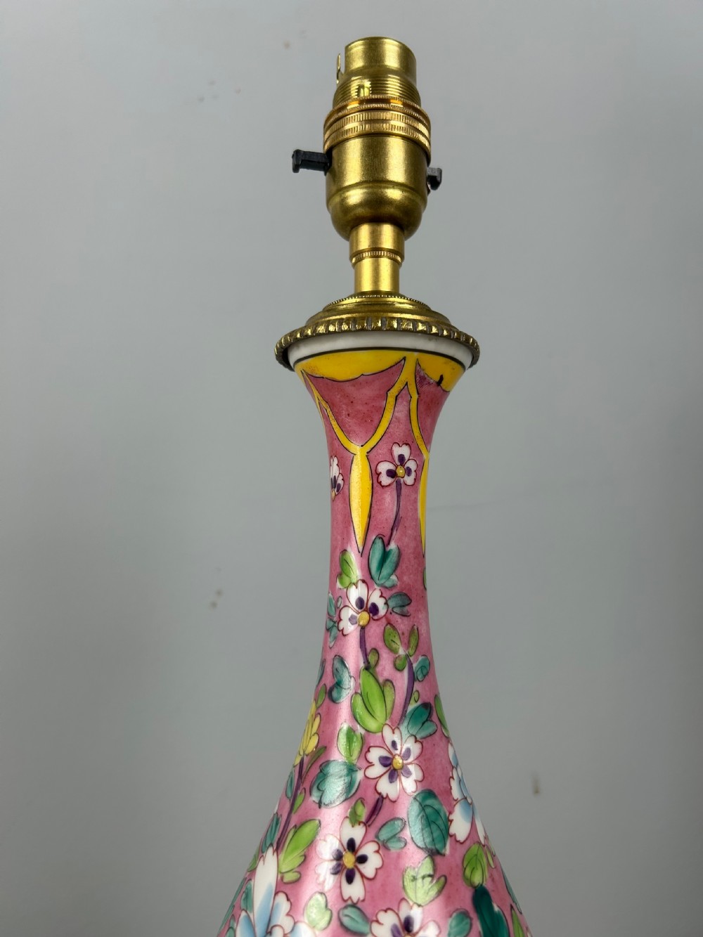 French Porcelain Floral Table Lamp, Rewired  View V