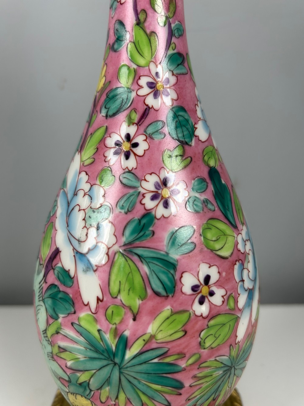 French Porcelain Floral Table Lamp, Rewired  View VI