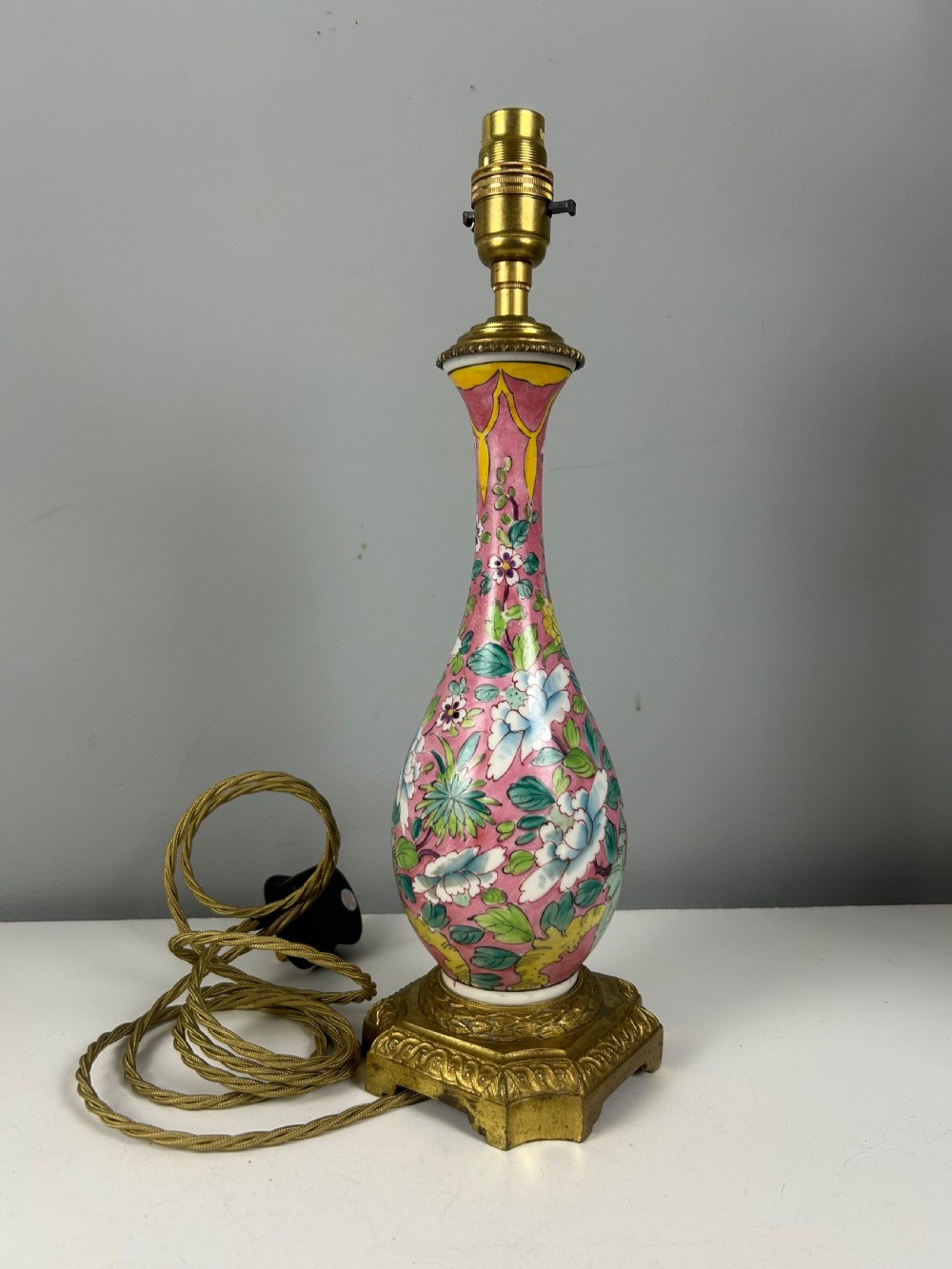 French Porcelain Floral Table Lamp, Rewired  View VIII