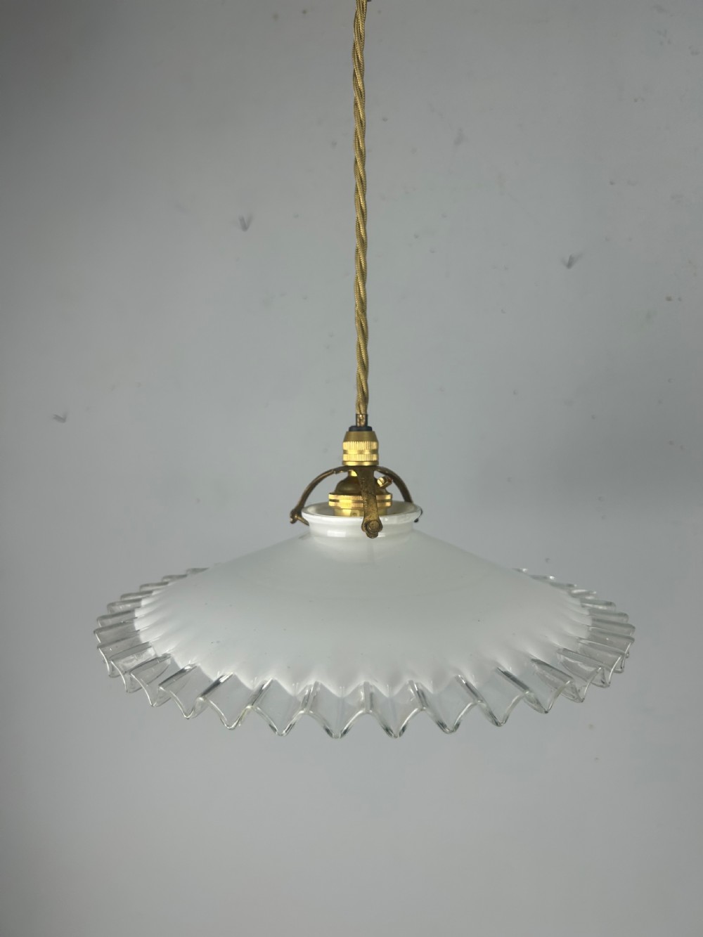 French Pulley Ceiling Light with Original Shade, Rewired  View V