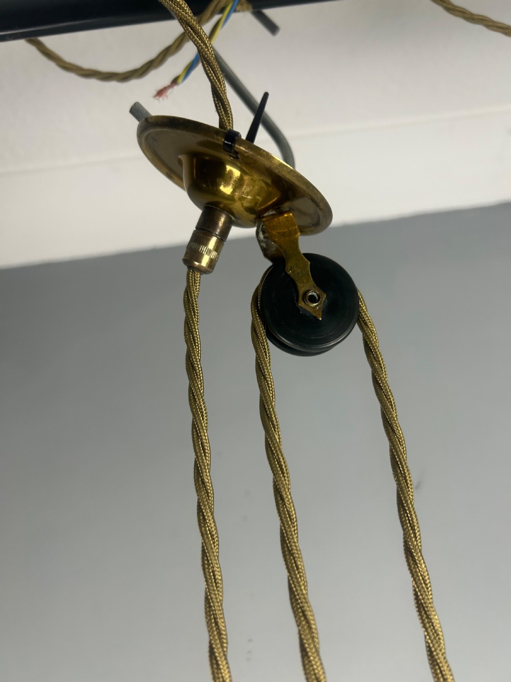 French Pulley Ceiling Light with Original Shade, Rewired  View VI