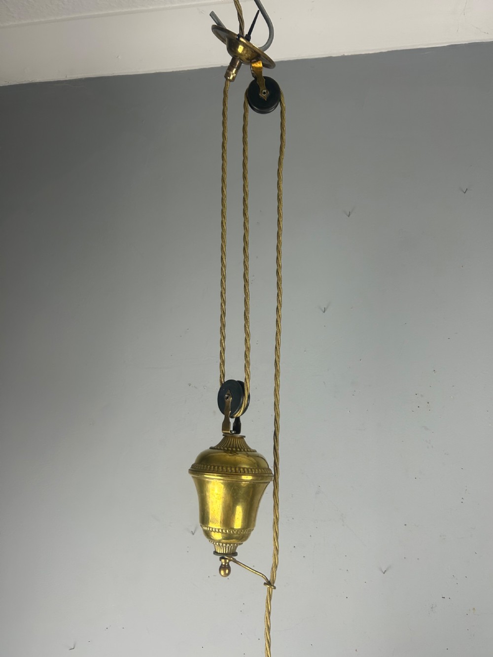 French Pulley Ceiling Light with Original Shade, Rewired  View VIII