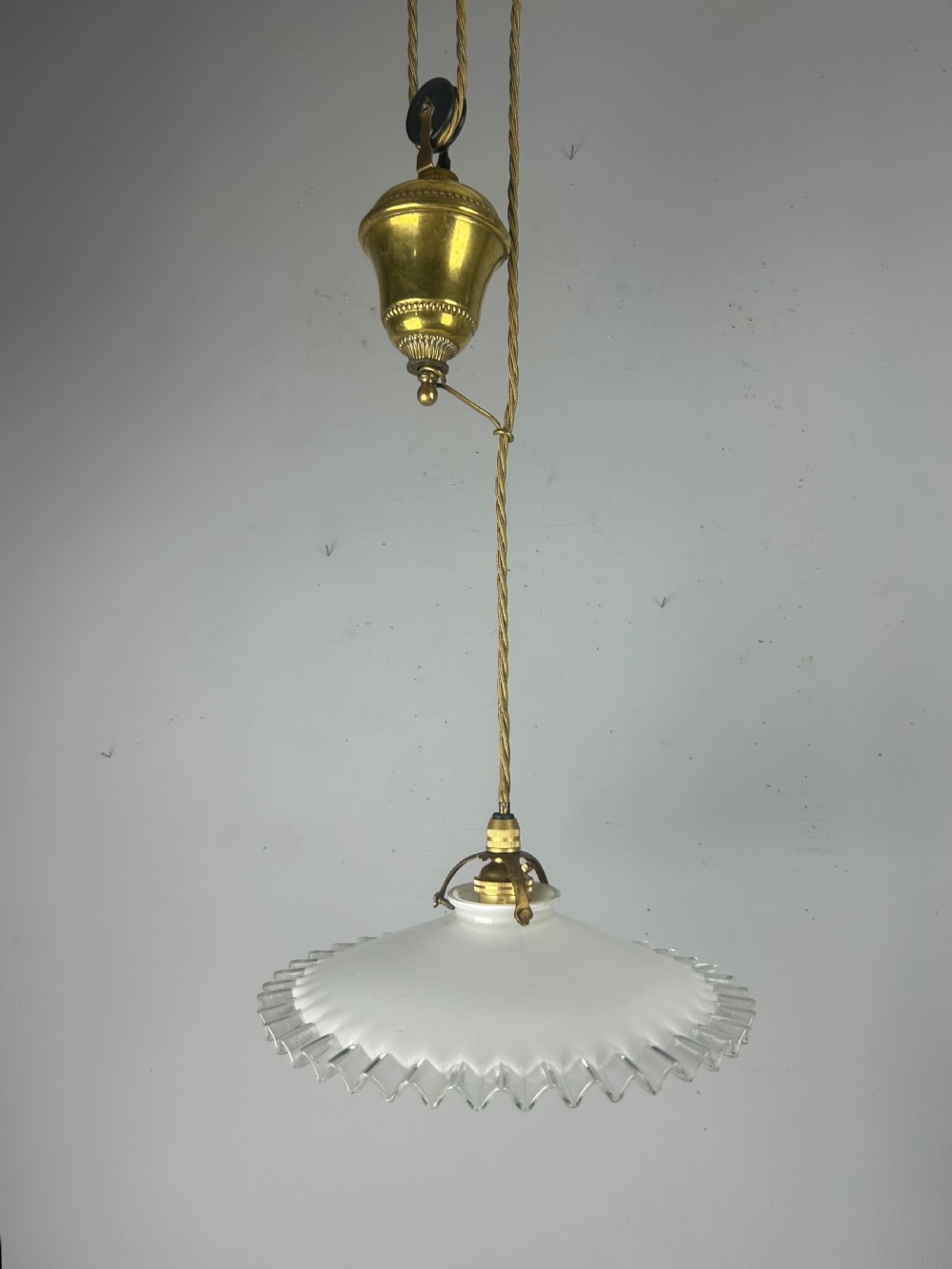 French Pulley Ceiling Light with Original Shade, Rewired  View IX