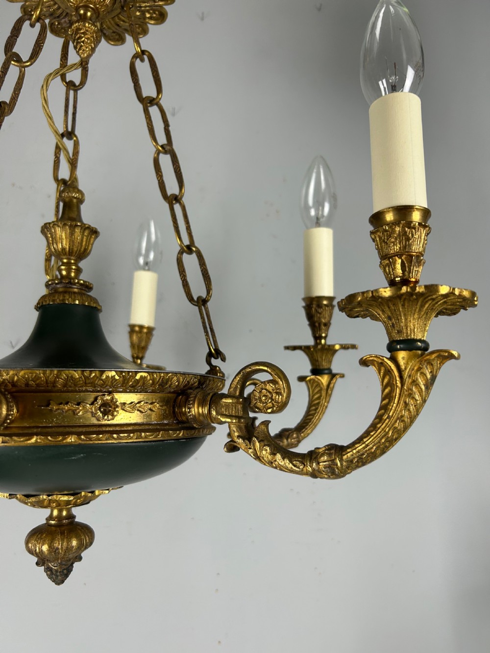 French 6 Arm Empire Antique Chandelier View VII