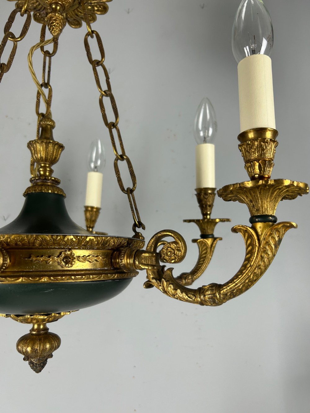 French 6 Arm Empire Antique Chandelier View VIII