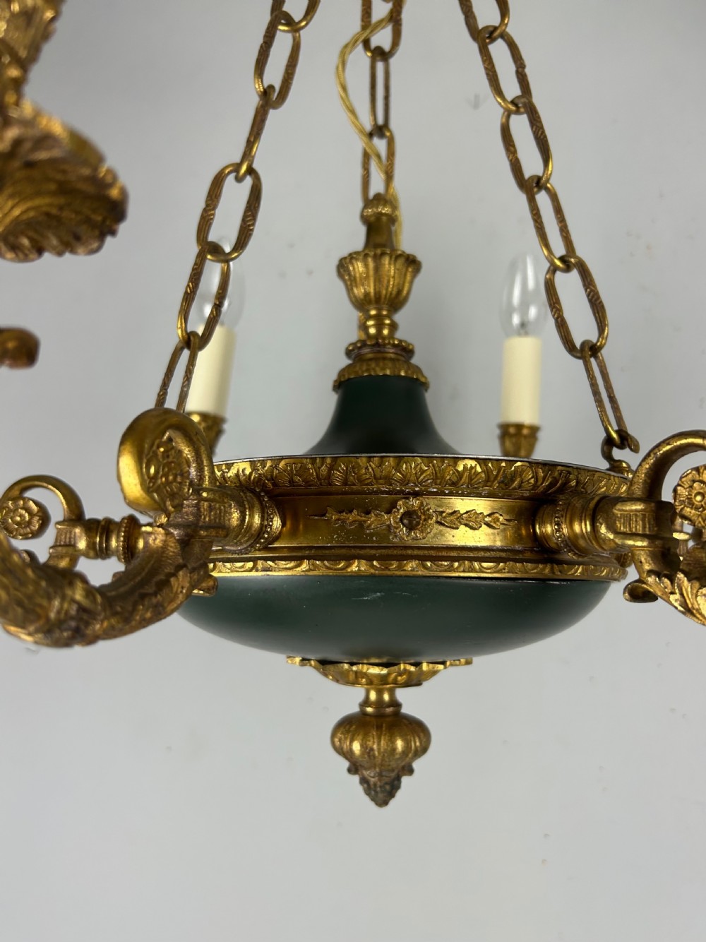 French 6 Arm Empire Antique Chandelier View IX