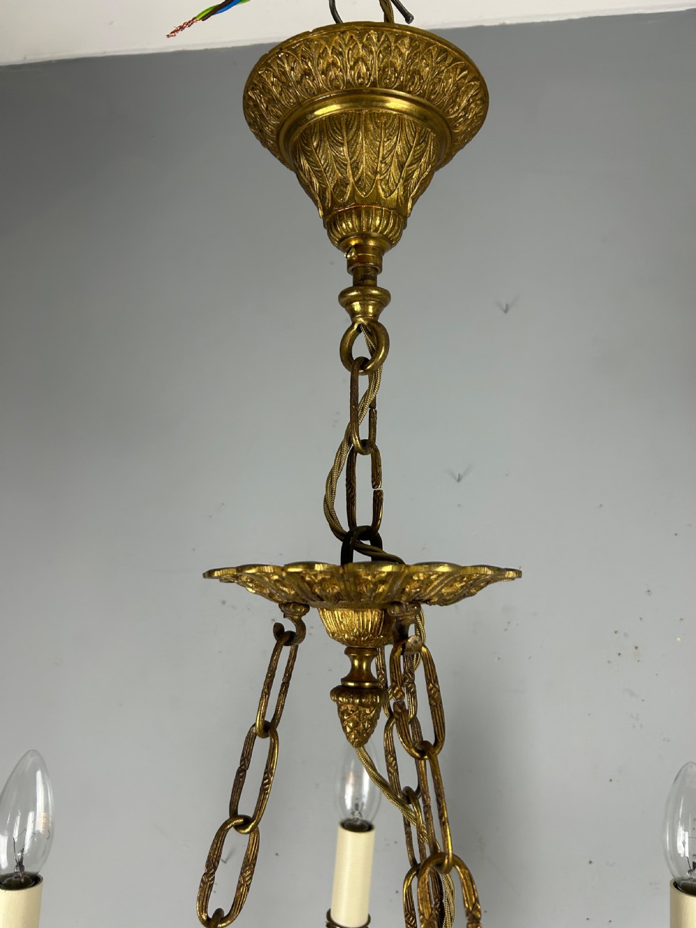 French 6 Arm Empire Antique Chandelier View XI