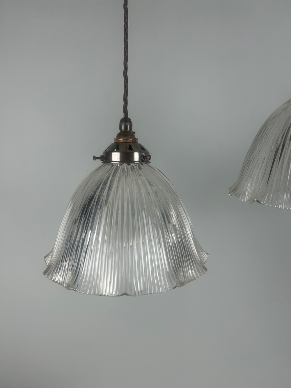 Pair of Holophane Pendant Ceiling Lights With Original Shade View VIII