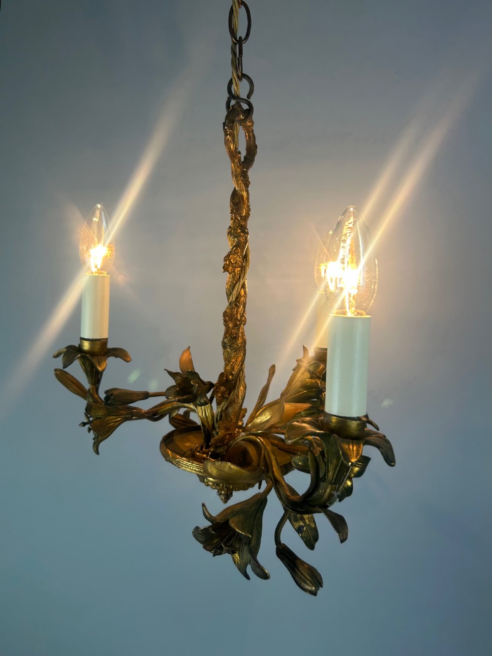 French Ornate 3 Arm Chandelier, Ceiling Light, Rewired  View II