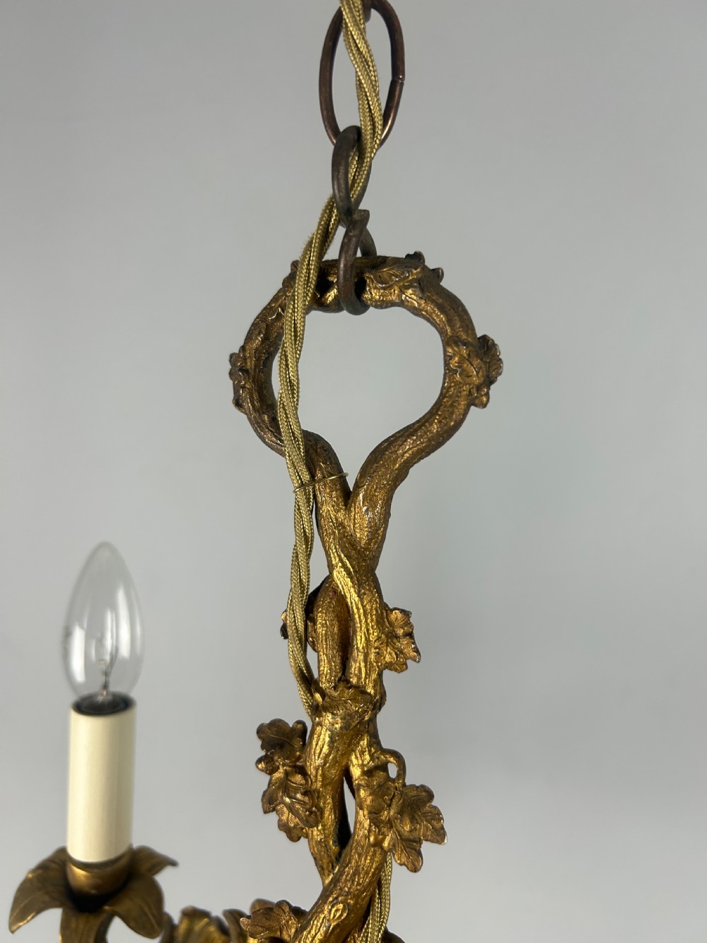 French Ornate 3 Arm Chandelier, Ceiling Light, Rewired  View VI