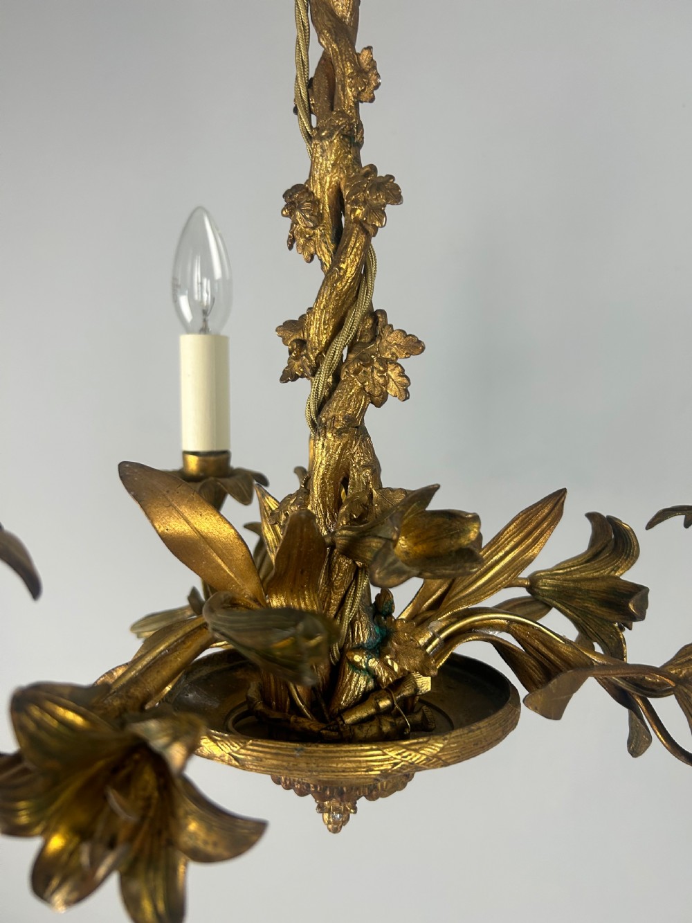 French Ornate 3 Arm Chandelier, Ceiling Light, Rewired  View VII