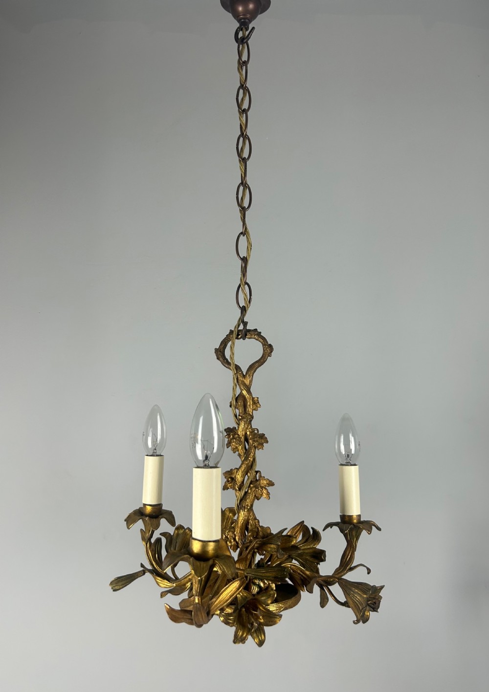 French Ornate 3 Arm Chandelier, Ceiling Light, Rewired  View XI