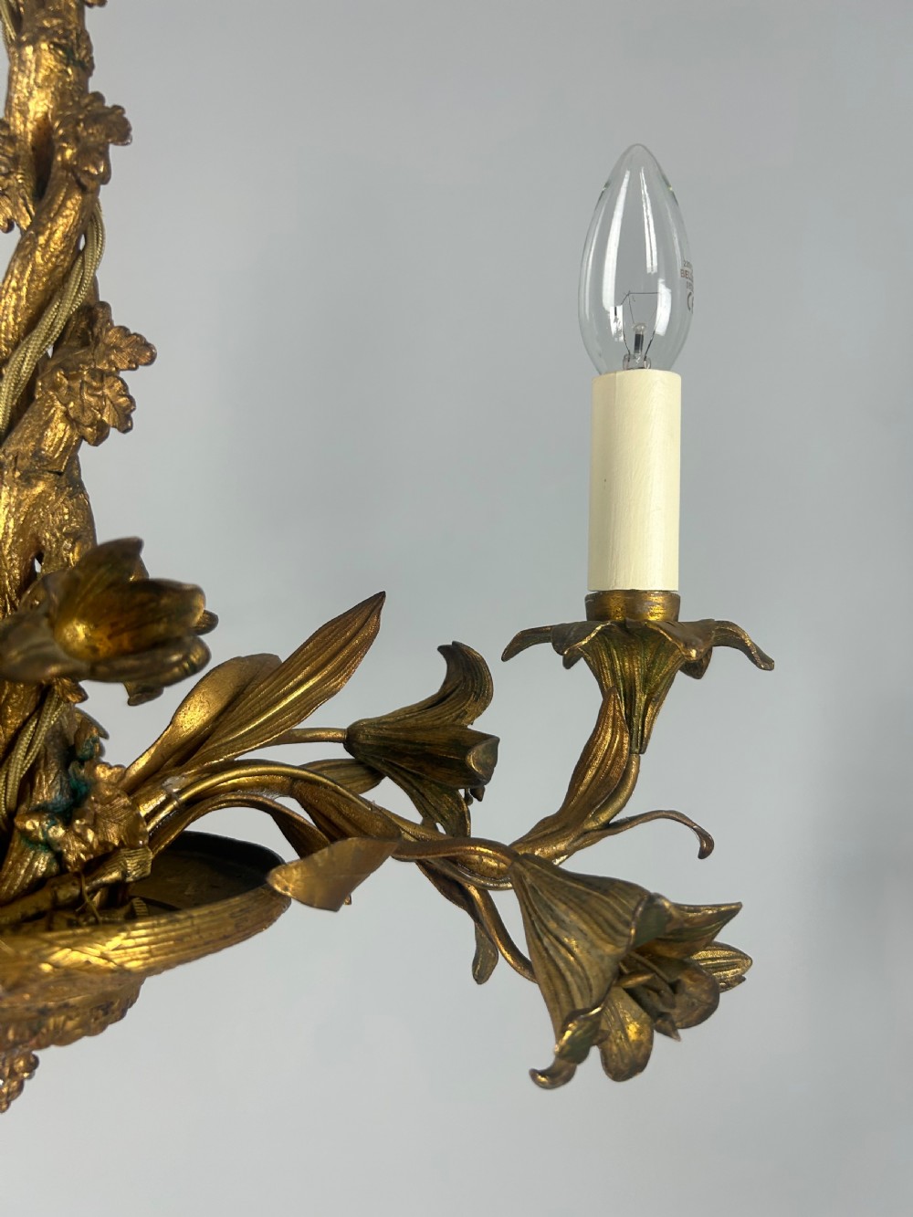 French Ornate 3 Arm Chandelier, Ceiling Light, Rewired  View XIII