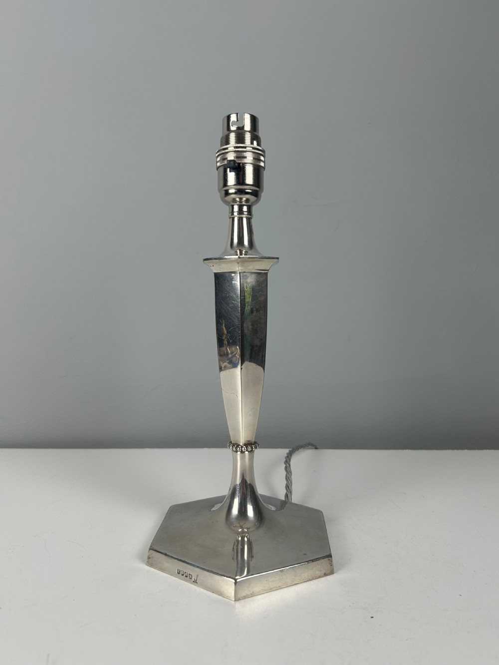 Silver Plated Table Lamp, Rewired and PAT tested 