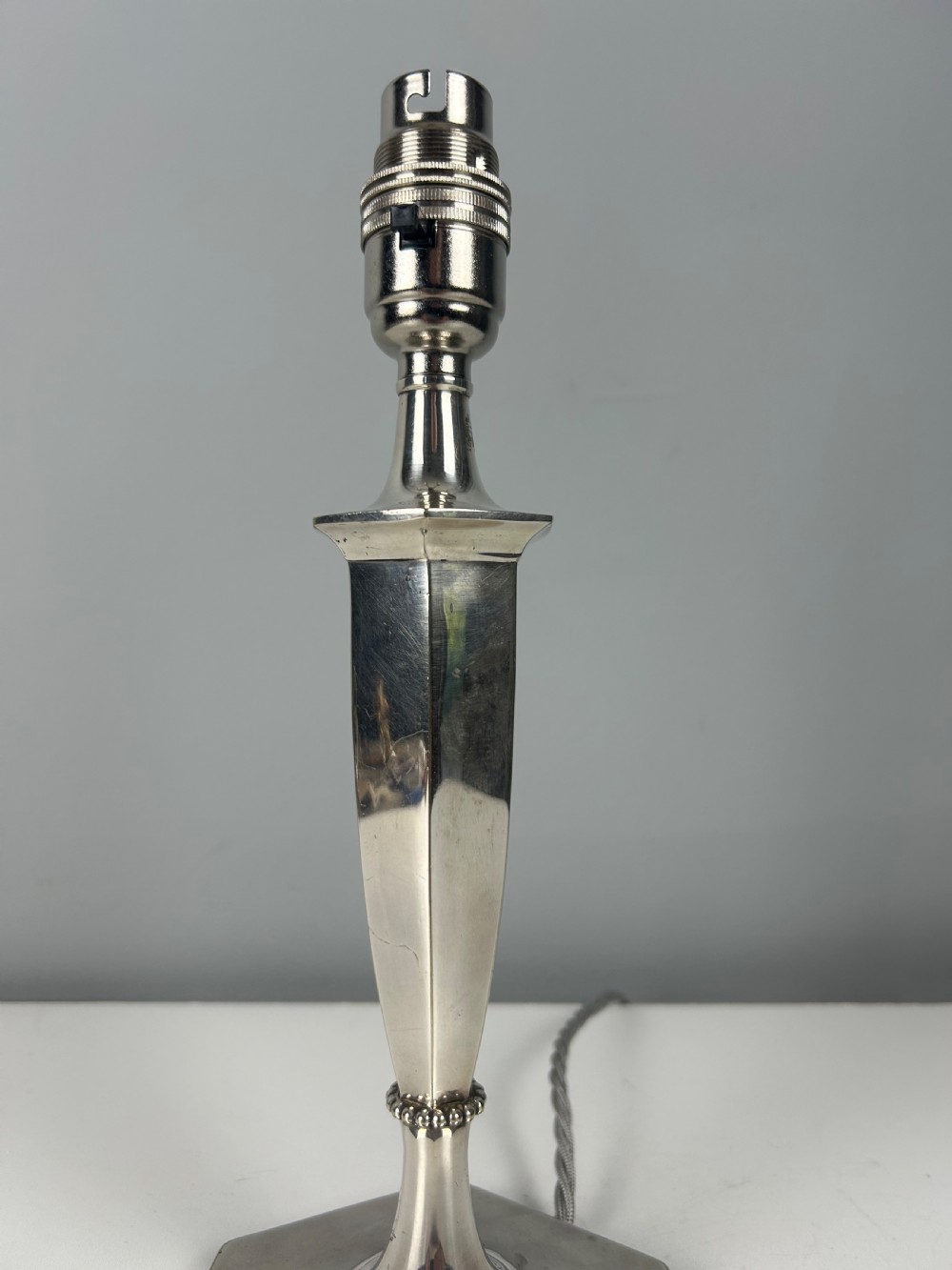 Silver Plated Table Lamp, Rewired and PAT tested  View III