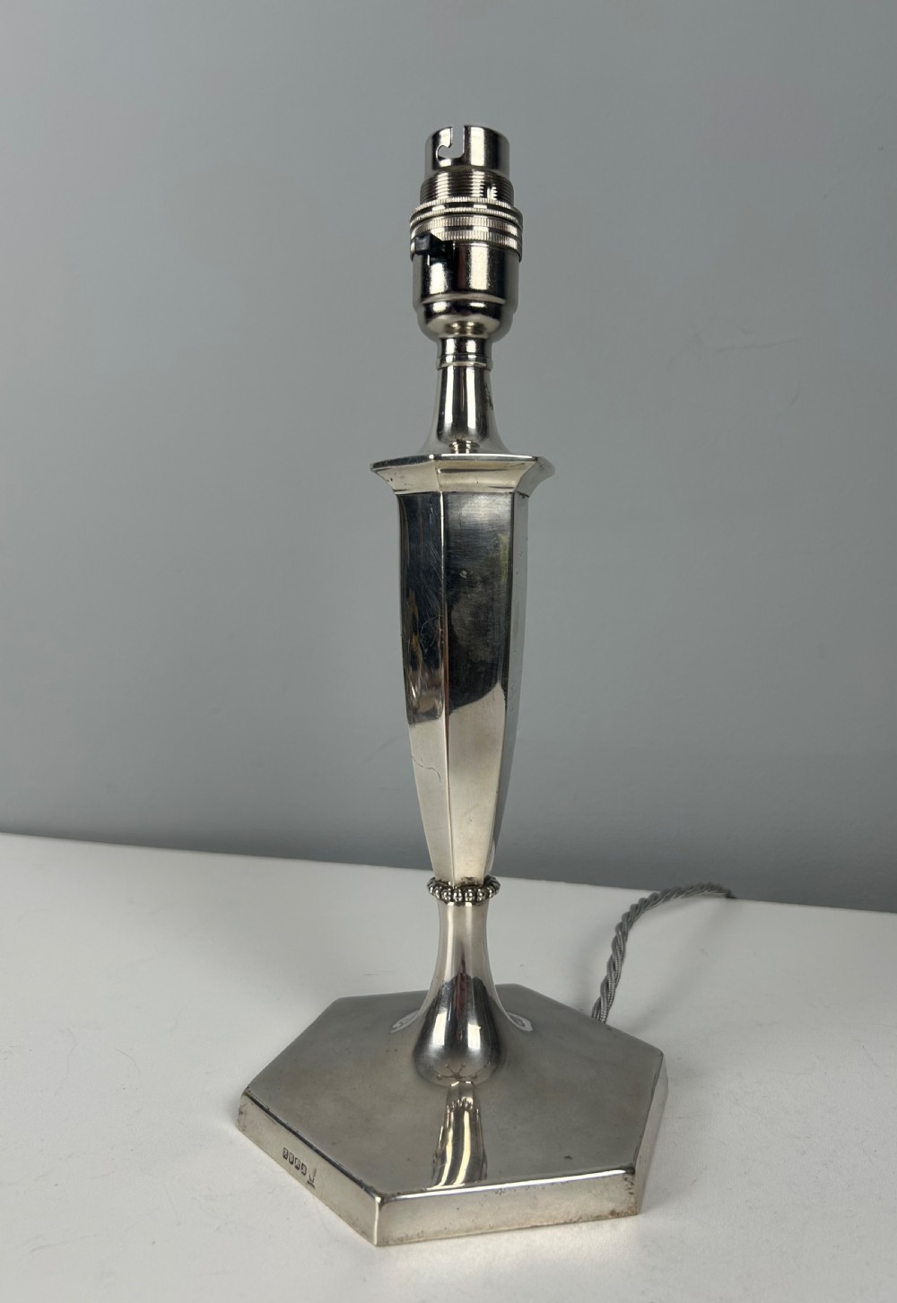 Silver Plated Table Lamp, Rewired and PAT tested  View IV