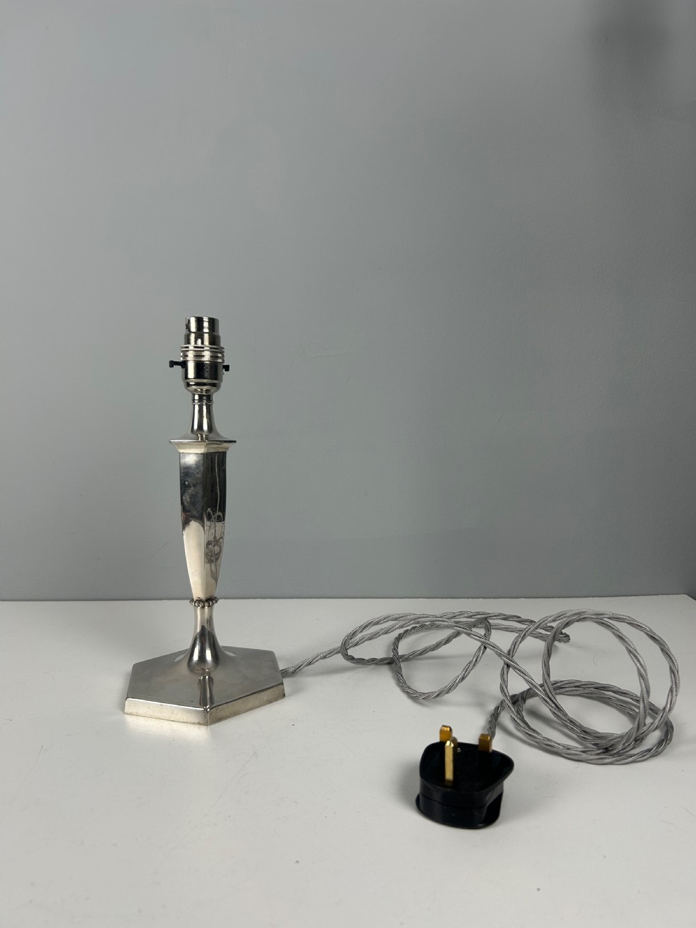 Silver Plated Table Lamp, Rewired and PAT tested  View V