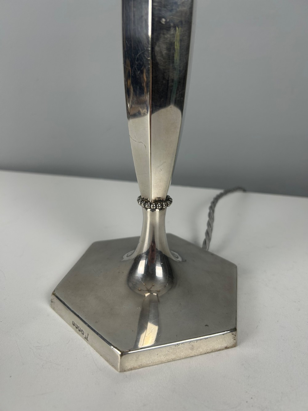 Silver Plated Table Lamp, Rewired and PAT tested  View VII