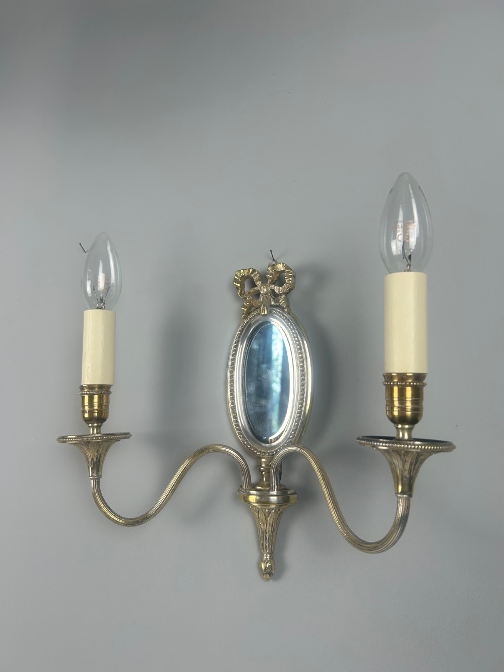 Single French Silver Plated Girandole Mirrored Wall Light, Rewired  View VI