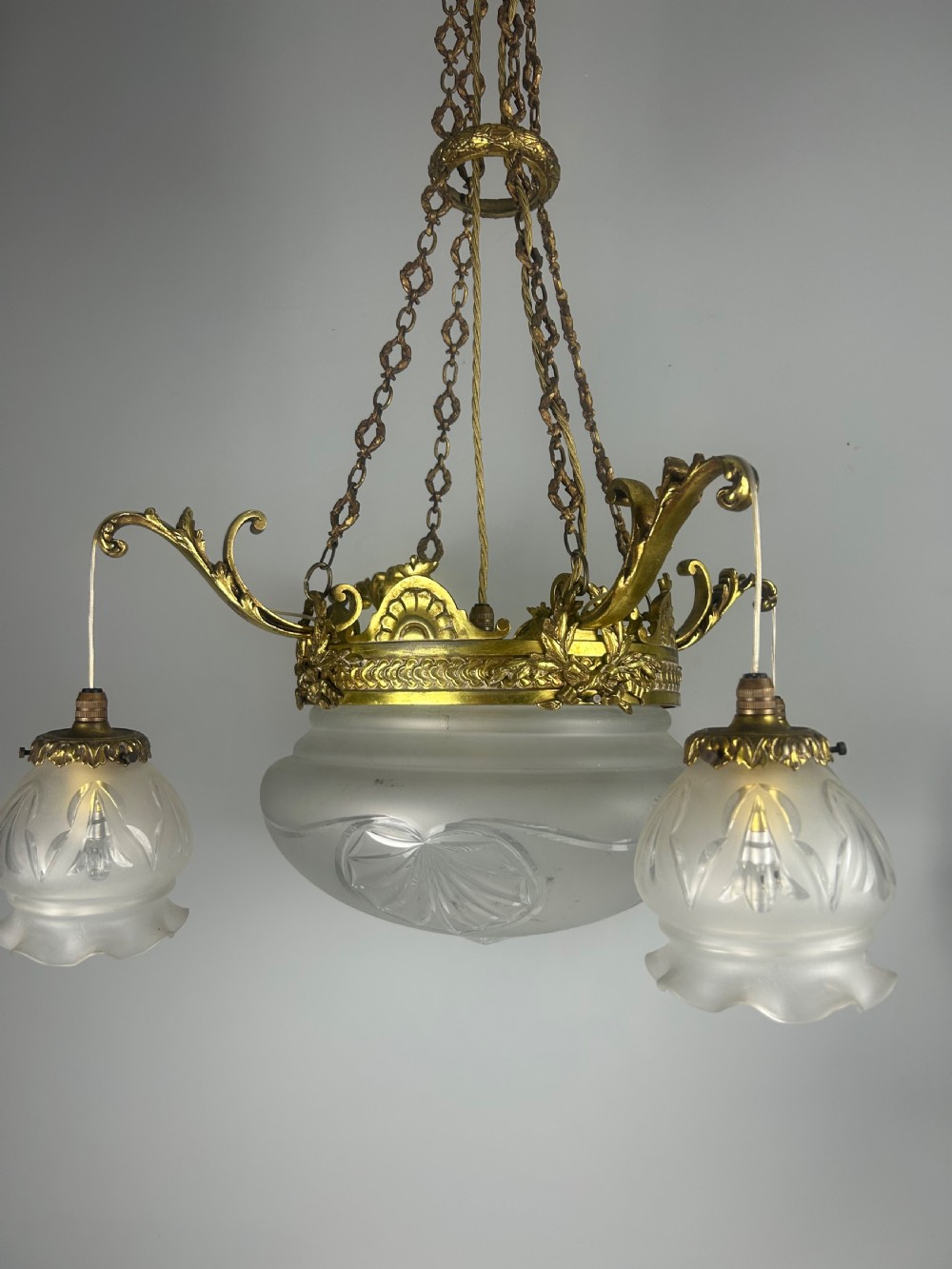 French 5 Light Plafonnier Chandelier Ceiling Light, Rewired  View II