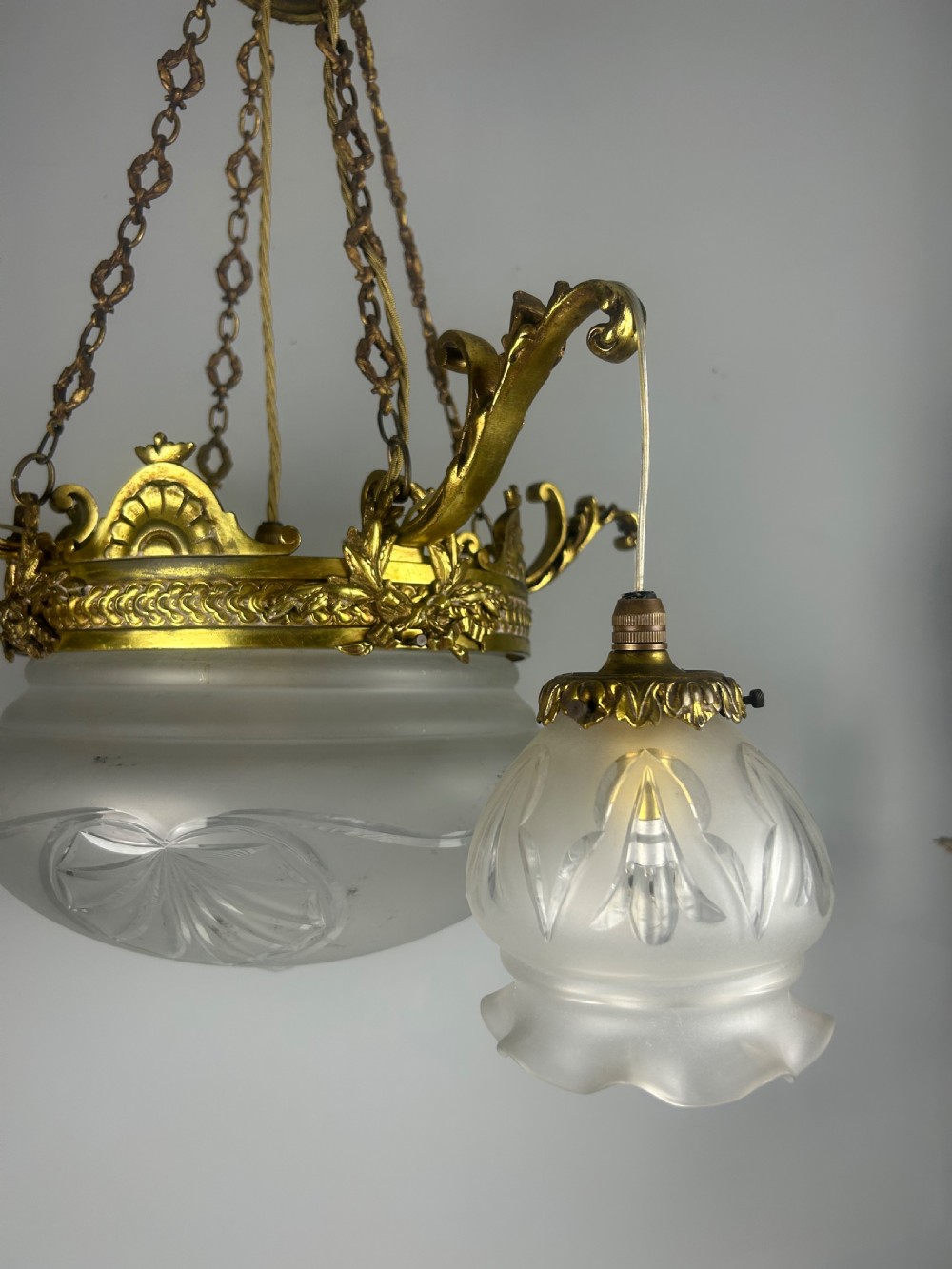French 5 Light Plafonnier Chandelier Ceiling Light, Rewired  View IV