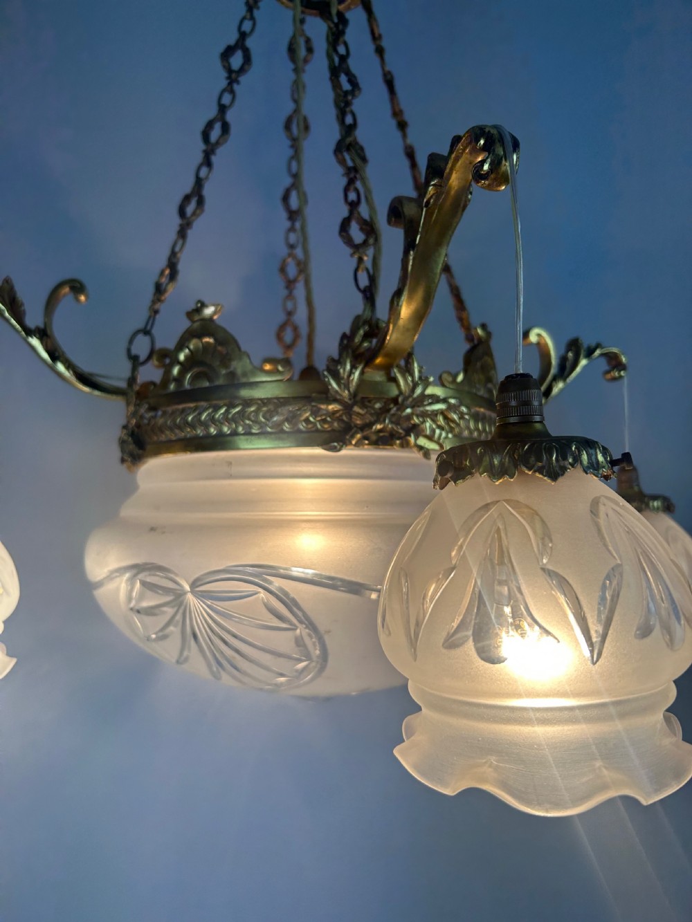 French 5 Light Plafonnier Chandelier Ceiling Light, Rewired  View XIII
