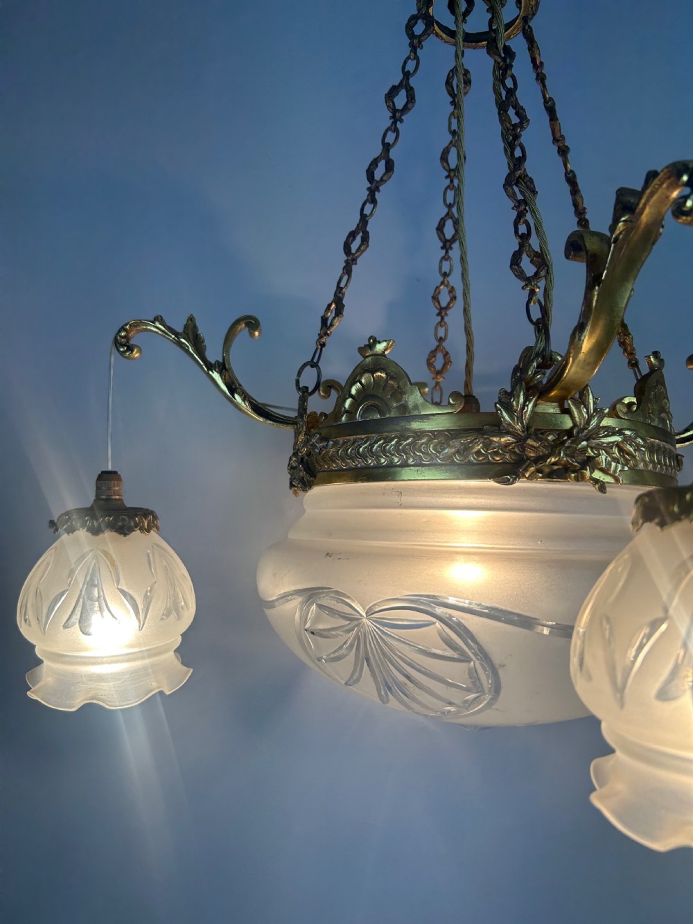 French 5 Light Plafonnier Chandelier Ceiling Light, Rewired  View XIV