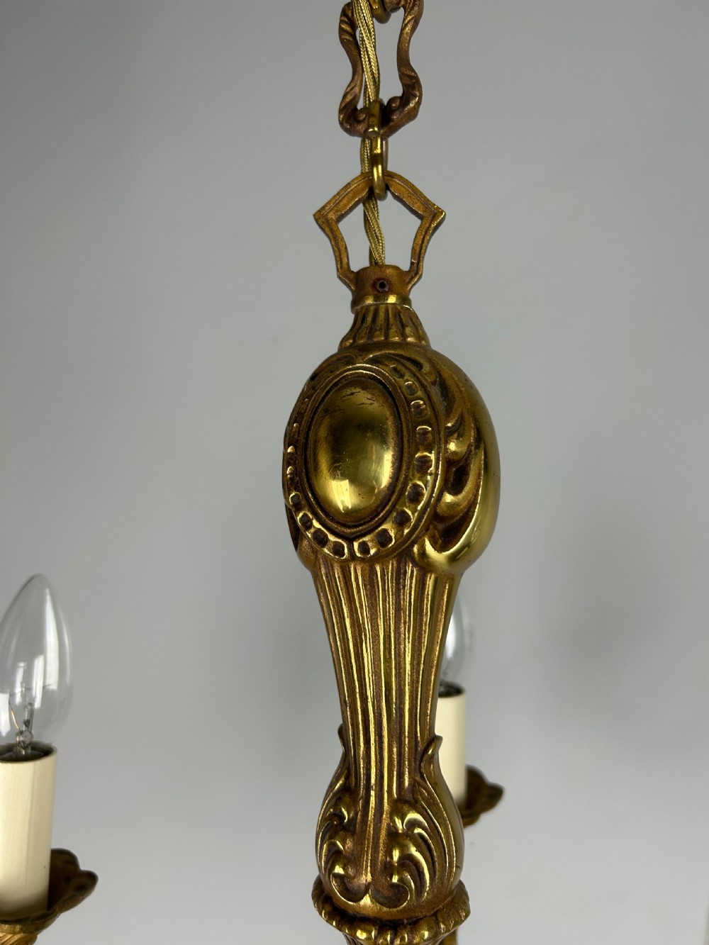 French Gilt Brass 5 Light Chandelier, Ceiling Light View XIII