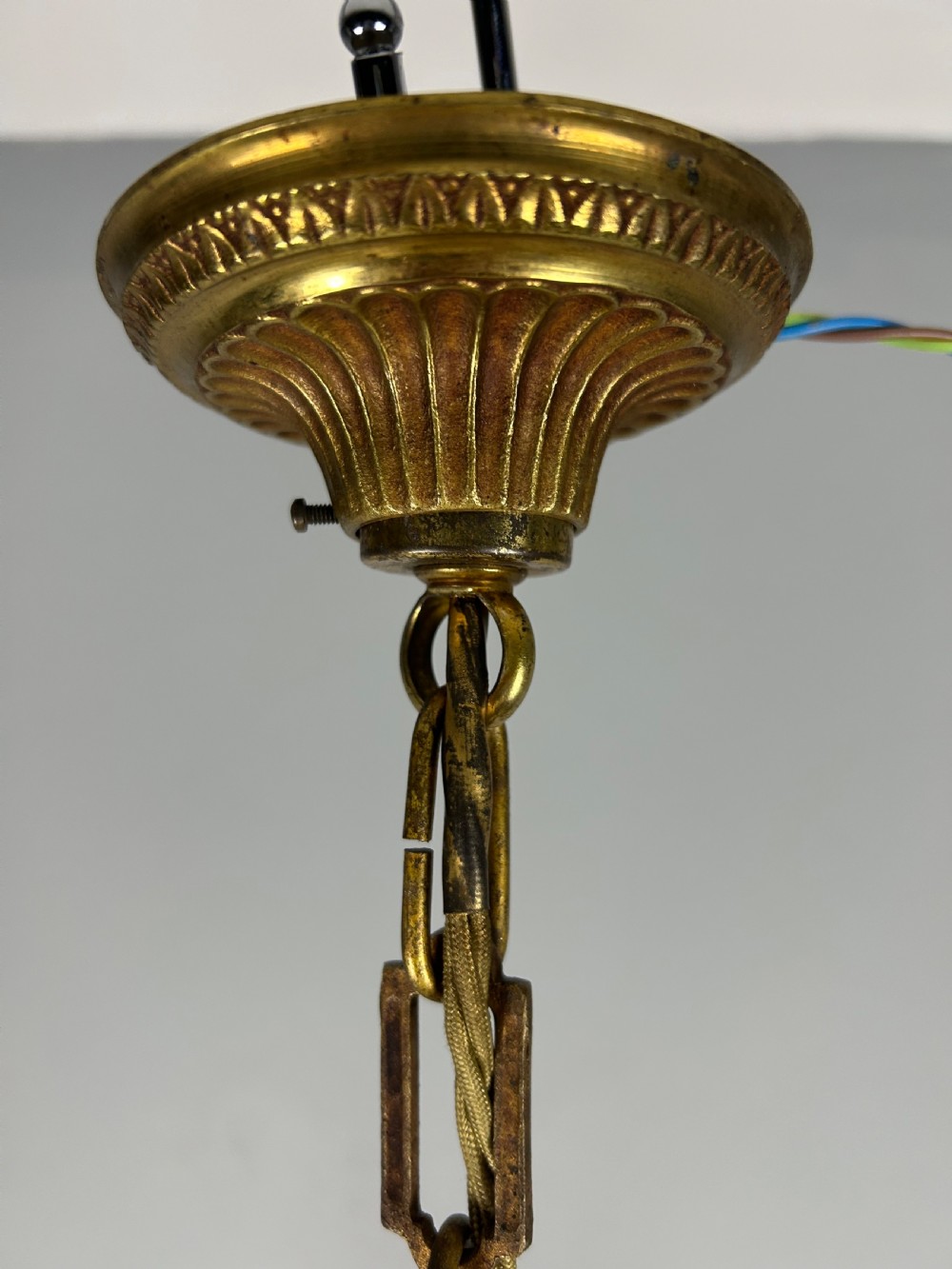 French Gilded Brass 6 Light Antique Chandelier View VIII