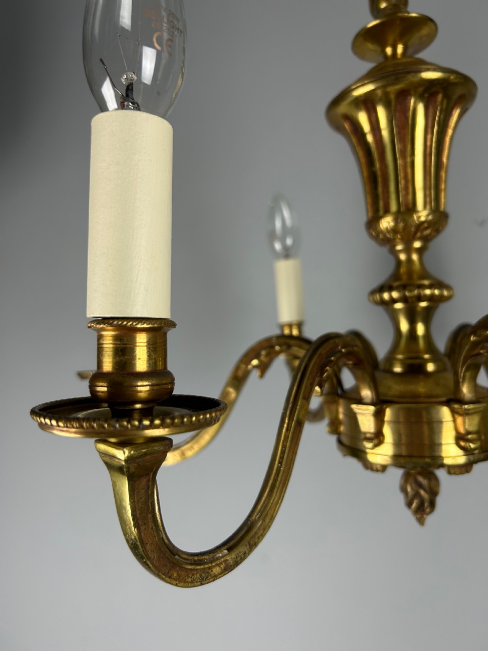 French Gilded Brass 6 Light Antique Chandelier View IX