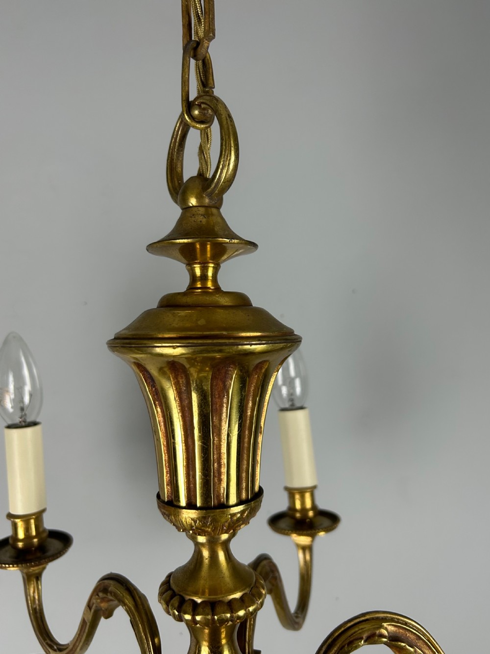 French Gilded Brass 6 Light Antique Chandelier View X