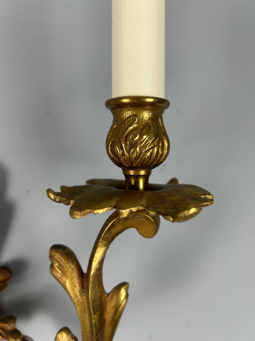 Single French Triple Arm Gilded Brass Wall Light View II