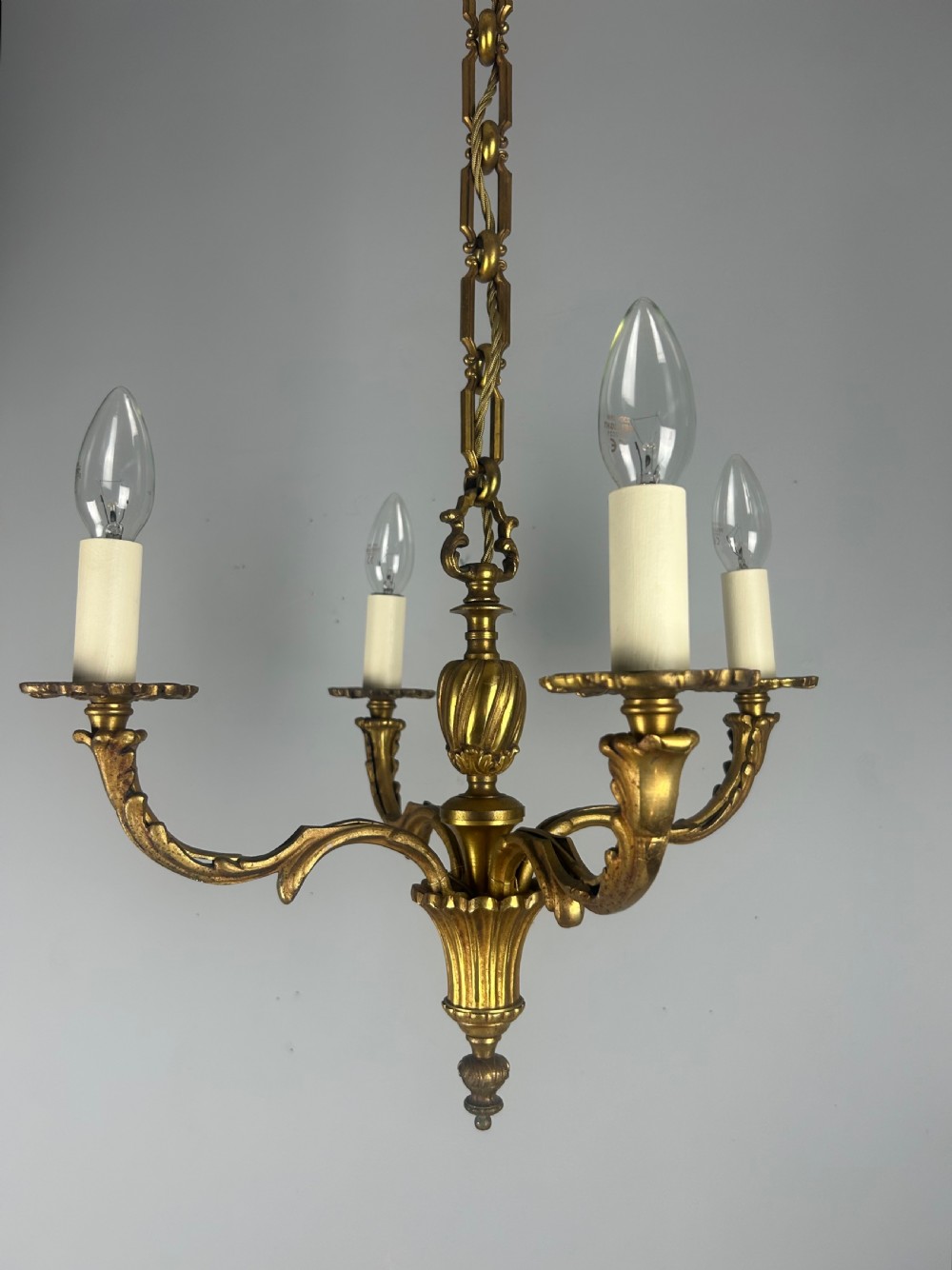 French Gilded Bronze 4 Light Antique Chandelier